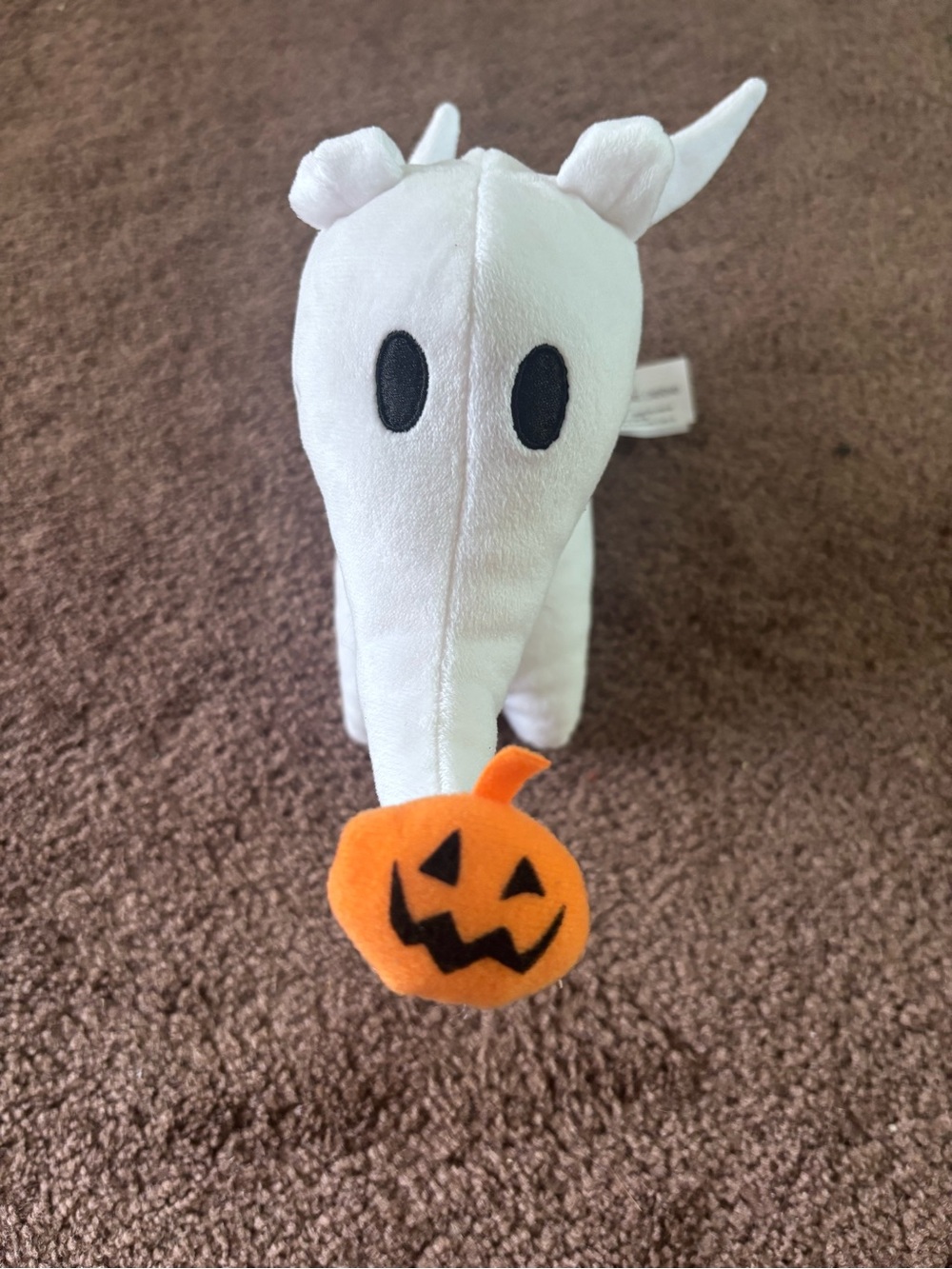 Disney White Zero Ghost Plush with Orange Jack-O'-Lantern